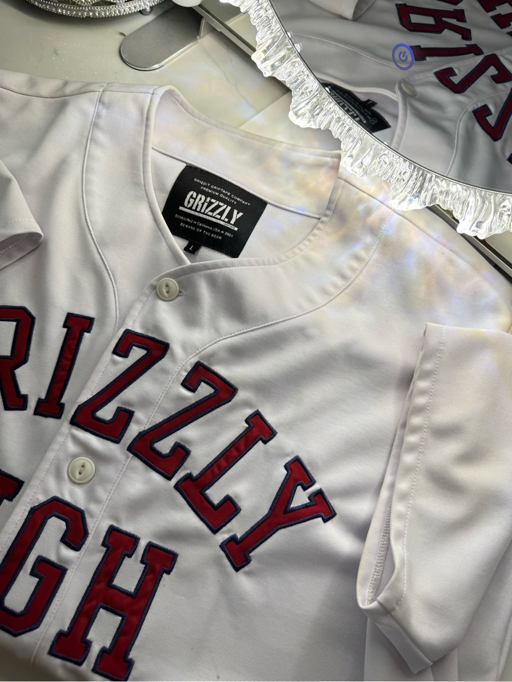 Baseball Jersey with Red Lettering